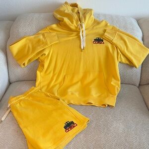 Yellow Hoodie and Shorts Set